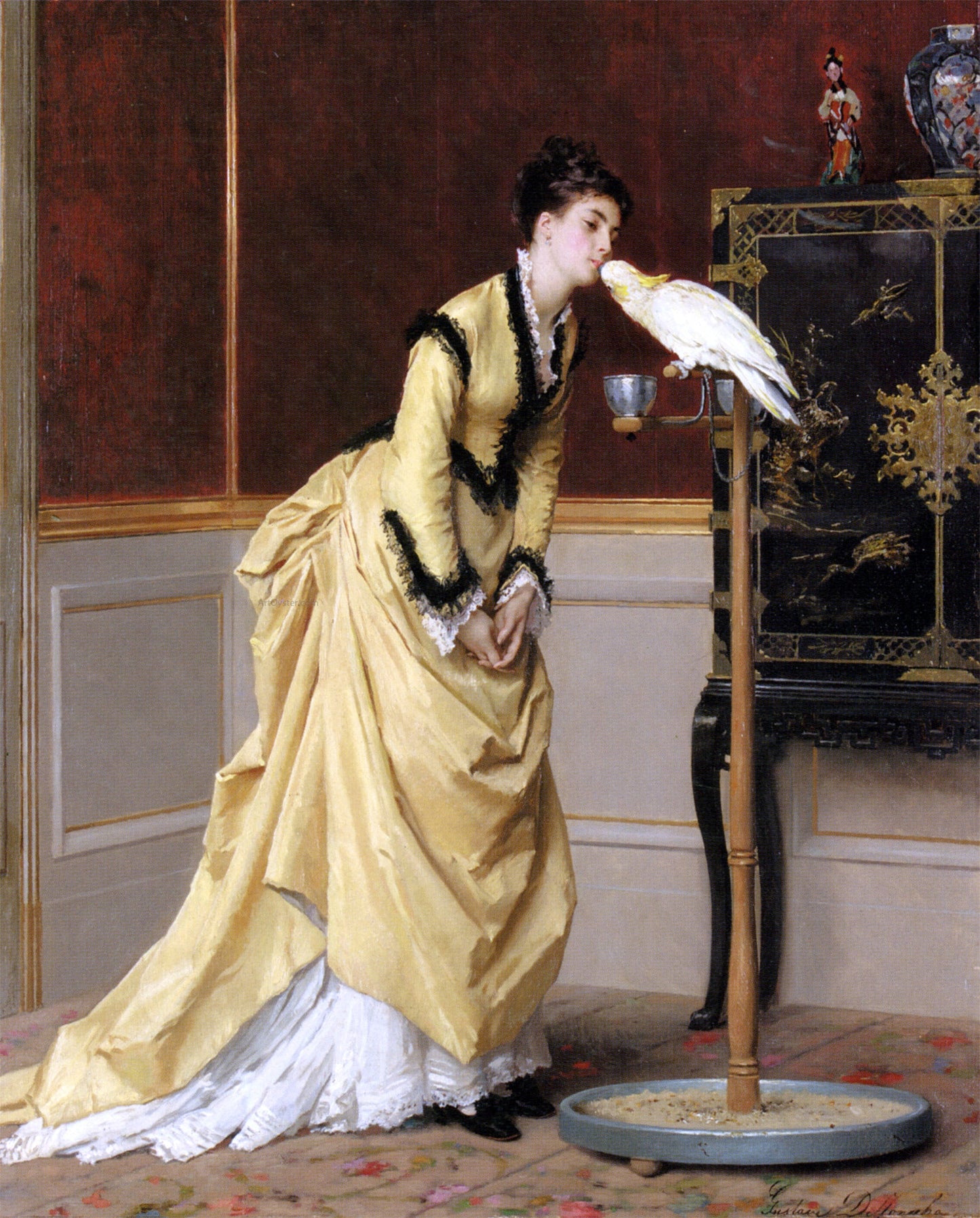  Gustave Leonhard De Jonghe Le Baiser - Canvas Print