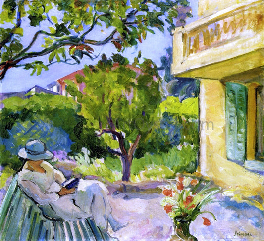  Henri Lebasque Le Cannet, Madame Lebasque Reading in the Garden - Canvas Print
