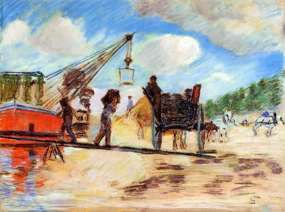  Armand Guillaumin Le Charrois au bord de la Seine - Canvas Print