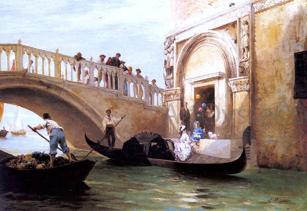  Louis Claude Mouchot Le Depart pour la Promenade a Venise - Canvas Print