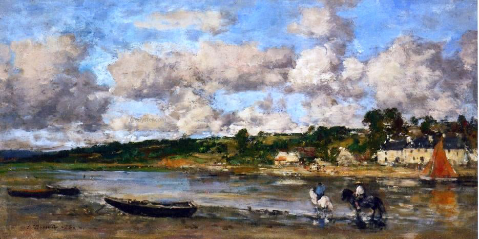  Eugene-Louis Boudin Le Faou, Brittany, Banks of the River - Canvas Print