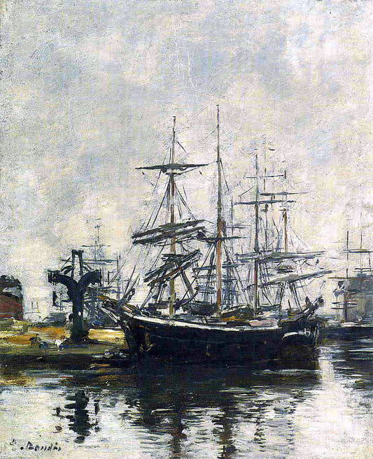  Eugene-Louis Boudin Le Havre, Sailboats at Dock, Bassin de la Barre - Canvas Print