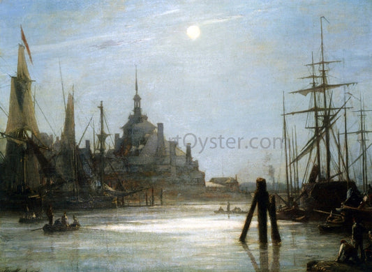  Johan Barthold Jongkind Le Hoofdpoort a Rotterdam, Effet de Lune - Canvas Print