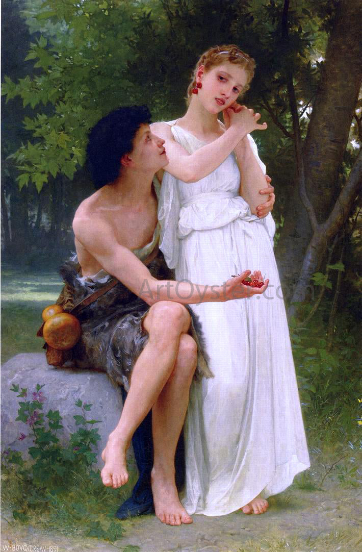  William Adolphe Bouguereau Le Premiers Bijoux (also known as Her First Jewels) - Canvas Print