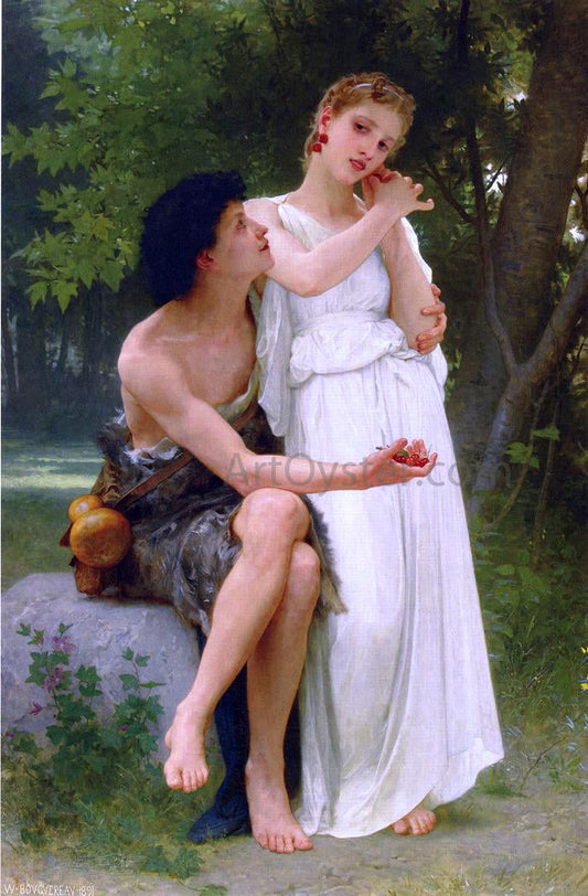  William Adolphe Bouguereau Le Premiers Bijoux (also known as Her First Jewels) - Canvas Print