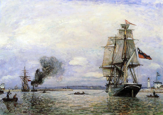  Johan Barthold Jongkind Leaving the Port of Honfleur - Canvas Print