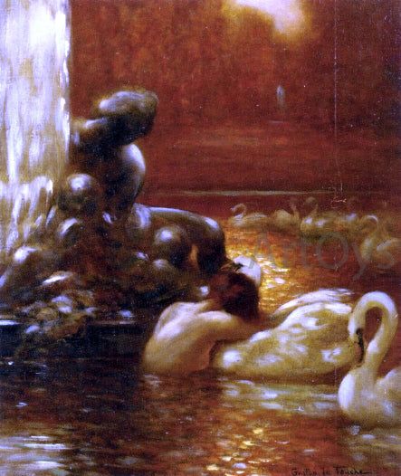  Gaston De Latouche Leda and the Swan at Versailles - Canvas Print