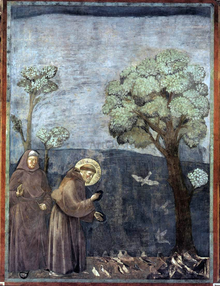  Giotto Di Bondone Legend of St Francis: 15. Sermon to the Birds (Upper Church, San Francesco, Assisi) - Canvas Print