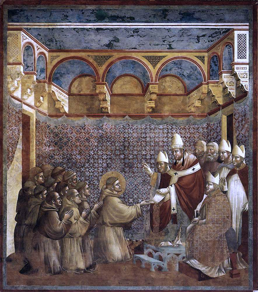  Giotto Di Bondone Legend of St Francis: 7. Confirmation of the Rule (Upper Church, San Francesco, Assisi) - Canvas Print