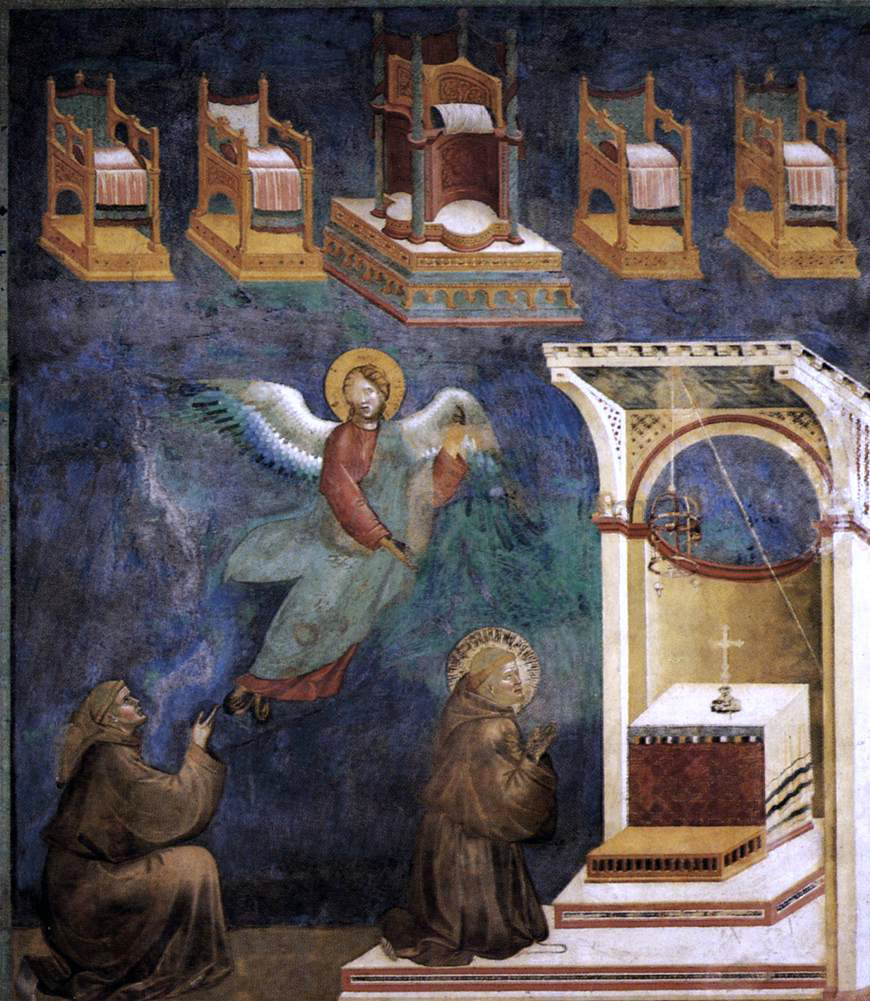  Giotto Di Bondone Legend of St Francis: 9. Vision of the Thrones (Upper Church, San Francesco, Assisi) - Canvas Print