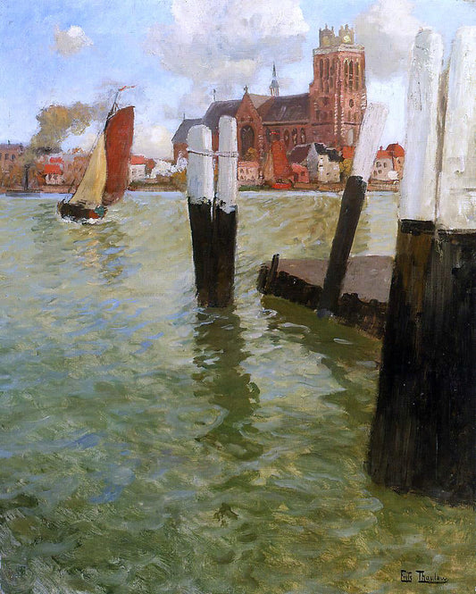  Fritz Thaulow L'Embarcadere, Dordrecht - Canvas Print