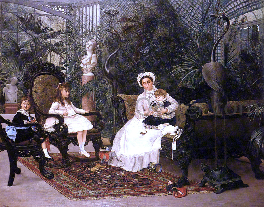  Alphonse Hirsch Les Enfants Camando dans le Jardin d'Hiver de leur Hotel Particulier - Canvas Print