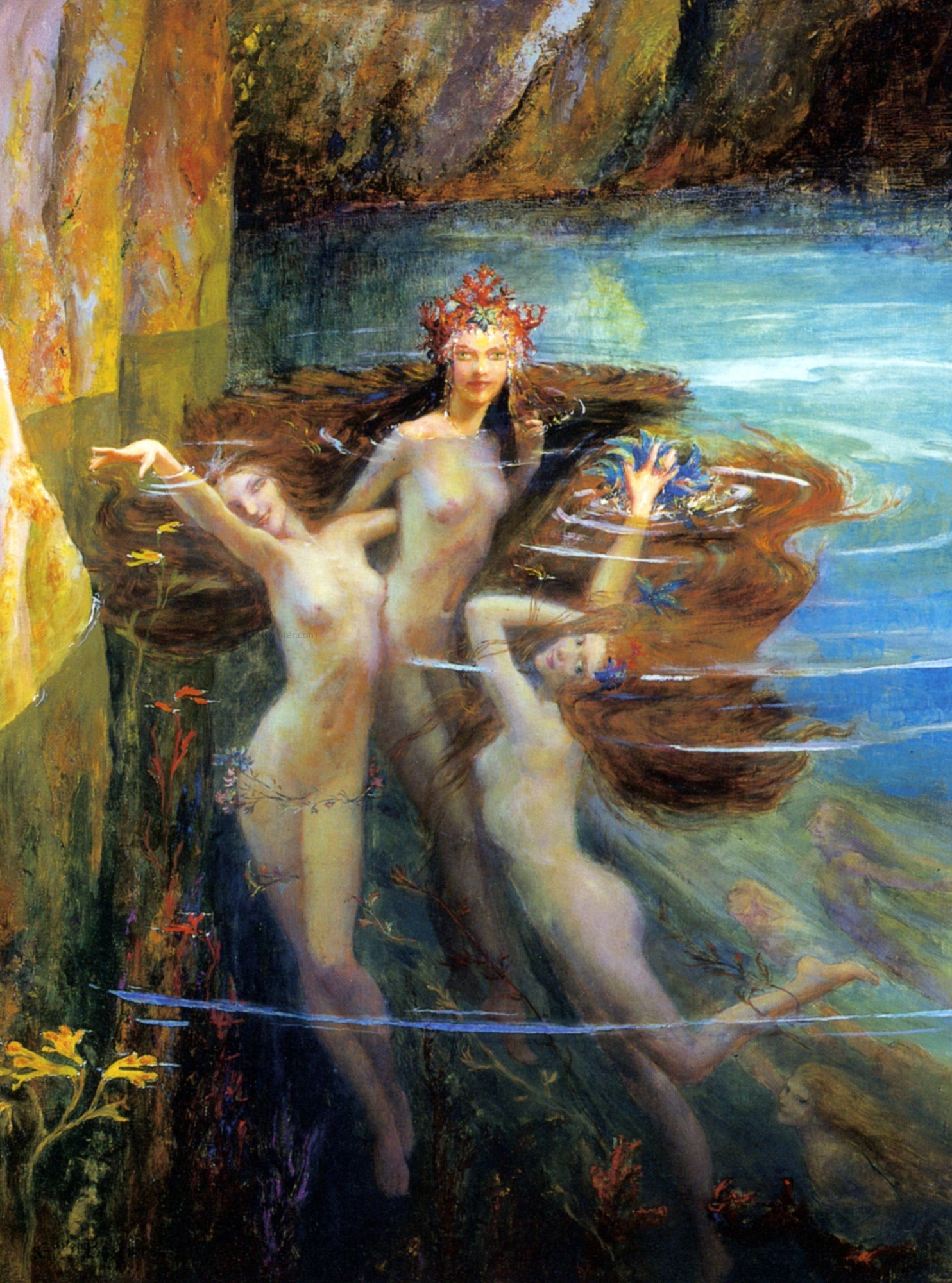  Gaston Bussiere Les Nereides - Canvas Print