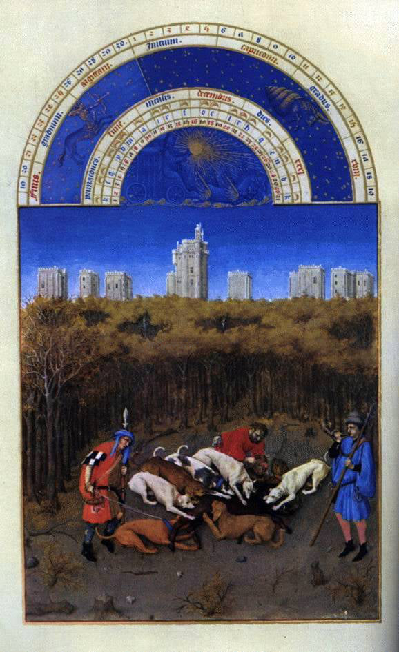  The Johan Limbourg Les tres riches heures du Duc de Berry: Decembre (December) - Canvas Print