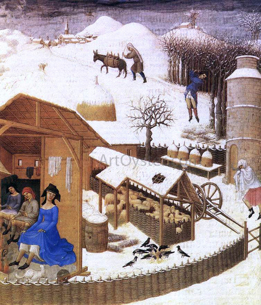 The Johan Limbourg Les tres riches heures du Duc de Berry: Fevrier (February), detail - Canvas Print