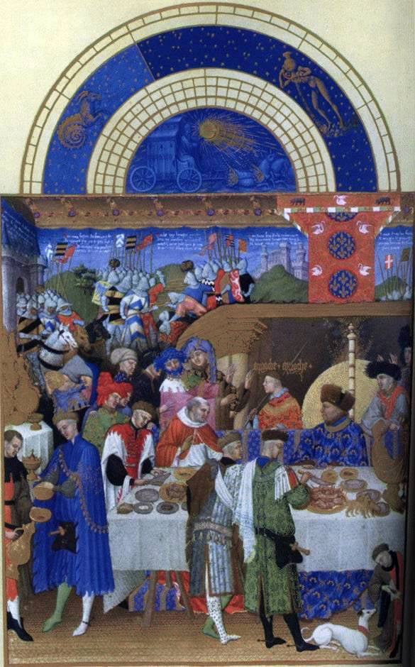  The Johan Limbourg Les tres riches heures du Duc de Berry: Janvier (January) - Canvas Print