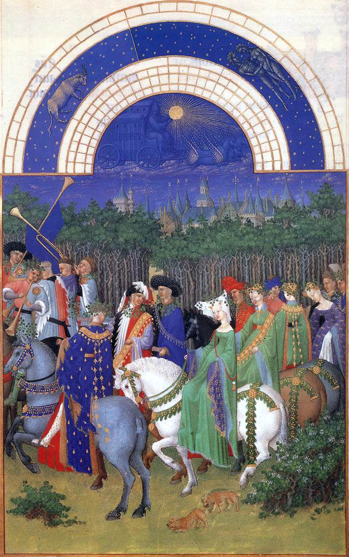  The Johan Limbourg Les tres riches heures du Duc de Berry: Mai (May) - Canvas Print