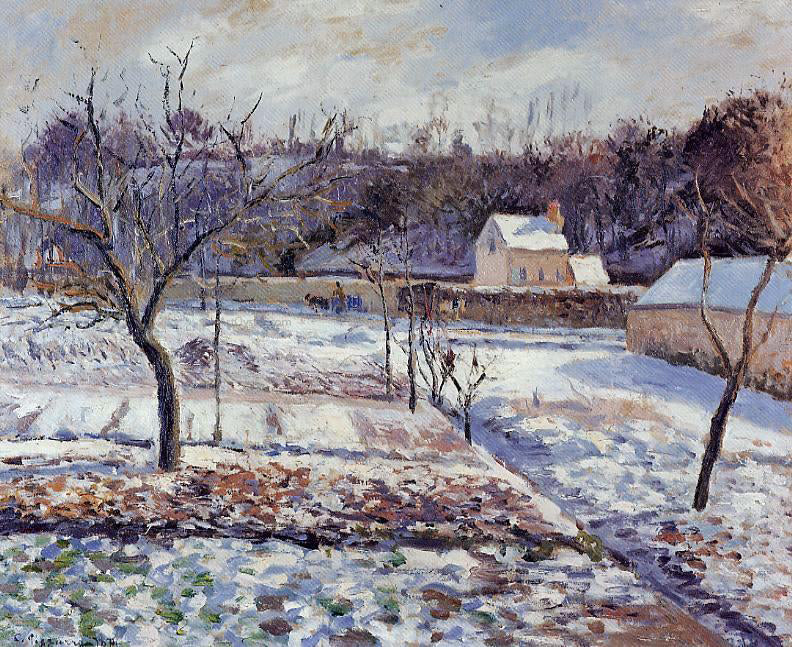  Camille Pissarro L'Hermitage, Pontoise: Snow Effect - Canvas Print