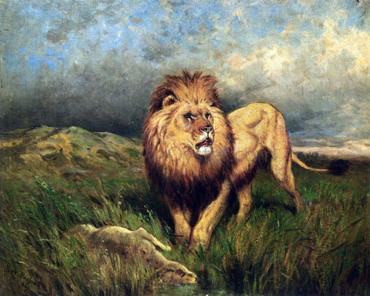  Rosa Bonheur Lion and Prey (also known as The Kill) - Canvas Print