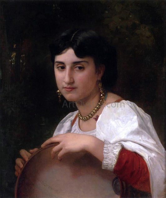  William Adolphe Bouguereau L'Italienne au tambourin (also known as Italian Woman with Tambourine) - Canvas Print