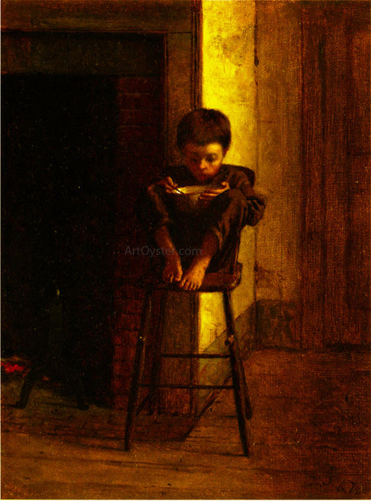  Eastman Johnson Little Boy on a Stool - Canvas Print