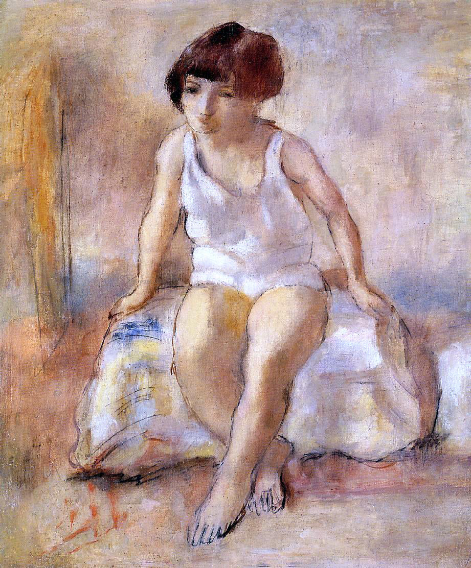  Jules Pascin Little Girl in a White shirt - Canvas Print