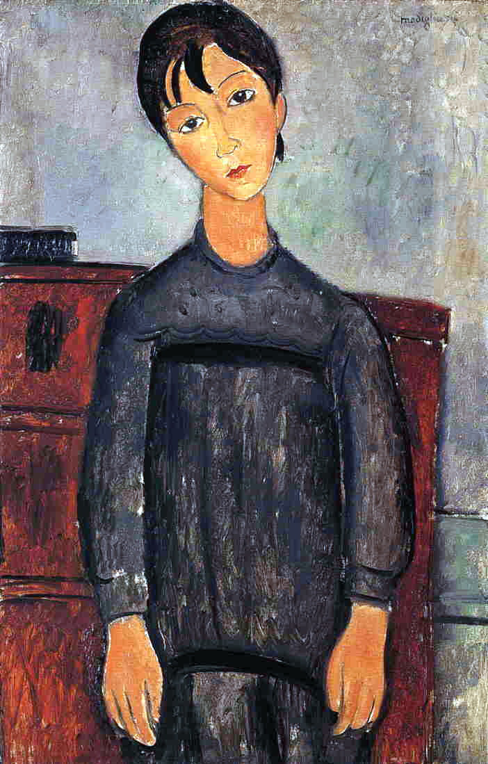  Amedeo Modigliani Little Girl in Black Apron - Canvas Print