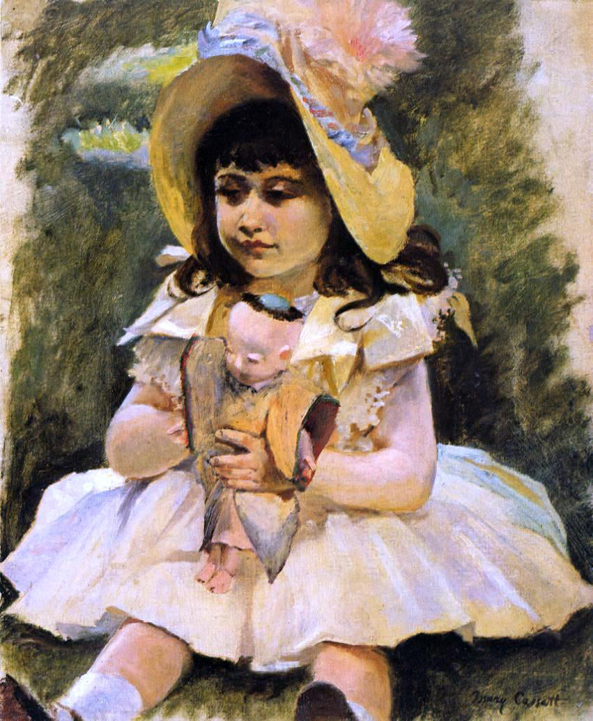  Mary Cassatt Little Girl with a Japanese Doll - Canvas Print