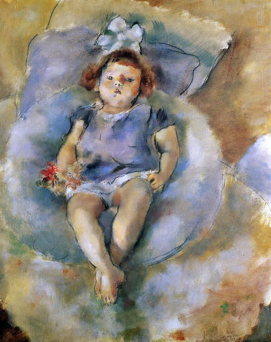  Jules Pascin Little Girl with a White Ribbon - Canvas Print