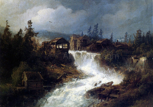  Herman Herzog Logging in the Mountains - Canvas Print