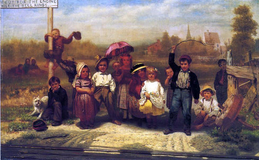  John George Brown Look out for the Engine while the Bell Rings - Canvas Print