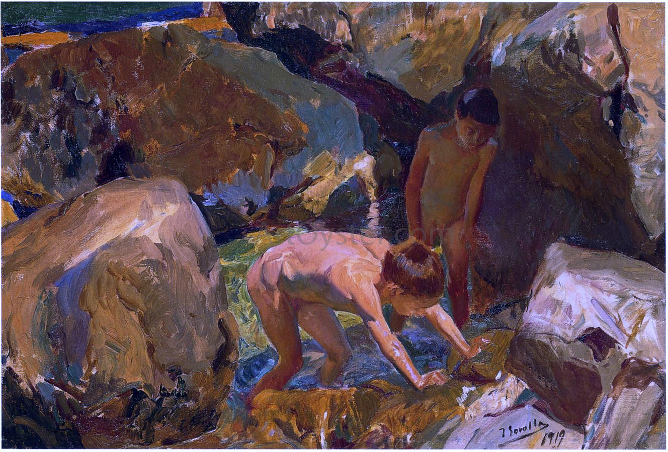  Joaquin Sorolla Y Bastida Looking for Shellfish - Canvas Print