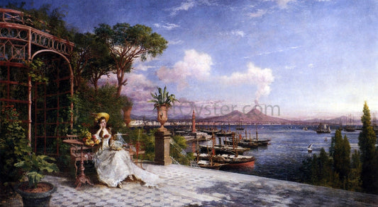  Giuseppe Castiglione Lost in Reverie by The Bay of Naples - Canvas Print