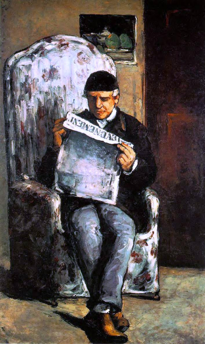  Paul Cezanne Louis-Auguste Cezanne, Father of the Artist, Reading 'l'Evenement' - Canvas Print