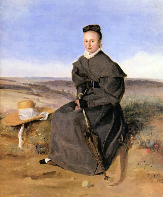  Jean-Baptiste-Camille Corot Louise Harduin in Mourning (also known as Young Girl Sitting in the Country) - Canvas Print