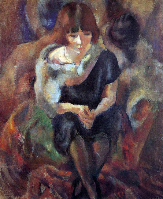  Jules Pascin Lucy Wearing aa Fake Fur - Canvas Print