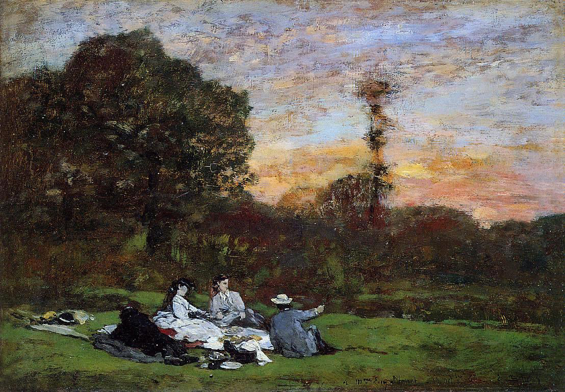  Eugene-Louis Boudin Luncheon on the Grass, the Family of Eugene Manet - Canvas Print
