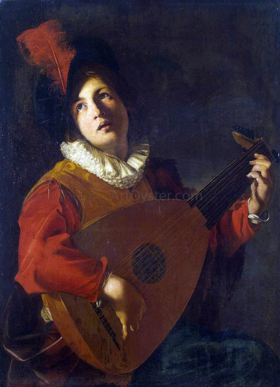  Nicolas Tournier Lute Player - Canvas Print