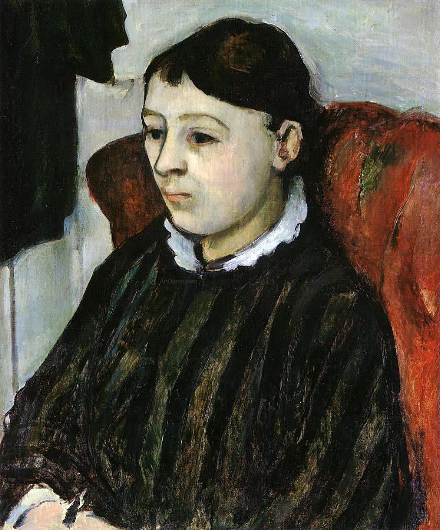  Paul Cezanne Madame Cezanne in a Striped Robe - Canvas Print