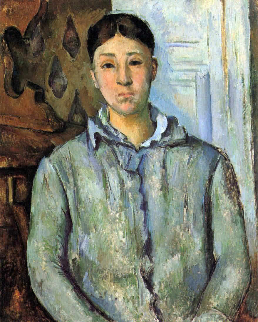  Paul Cezanne Madame Cezanne in Blue (also known as Sant Van Victoria) - Canvas Print
