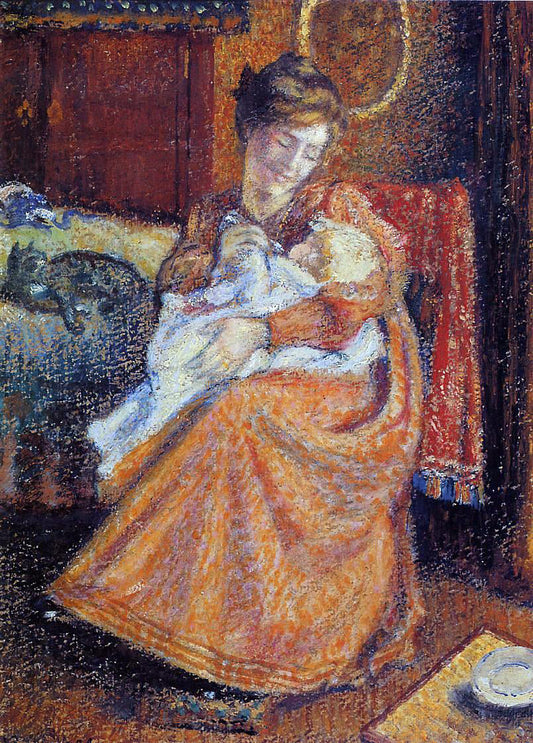  Georges Lemmen Madame Gaorges Mellen and Lise (also known as The New Baby) - Canvas Print
