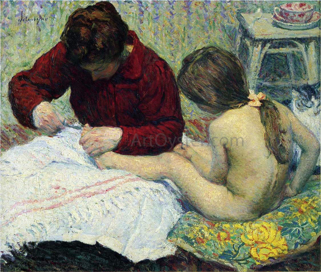  Henri Lebasque Madame Lebasque with daughter - Canvas Print