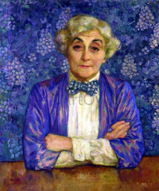  Theo Van Rysselberghe Madame van Rysselberghe in a Chedkered Bow Tie - Canvas Print