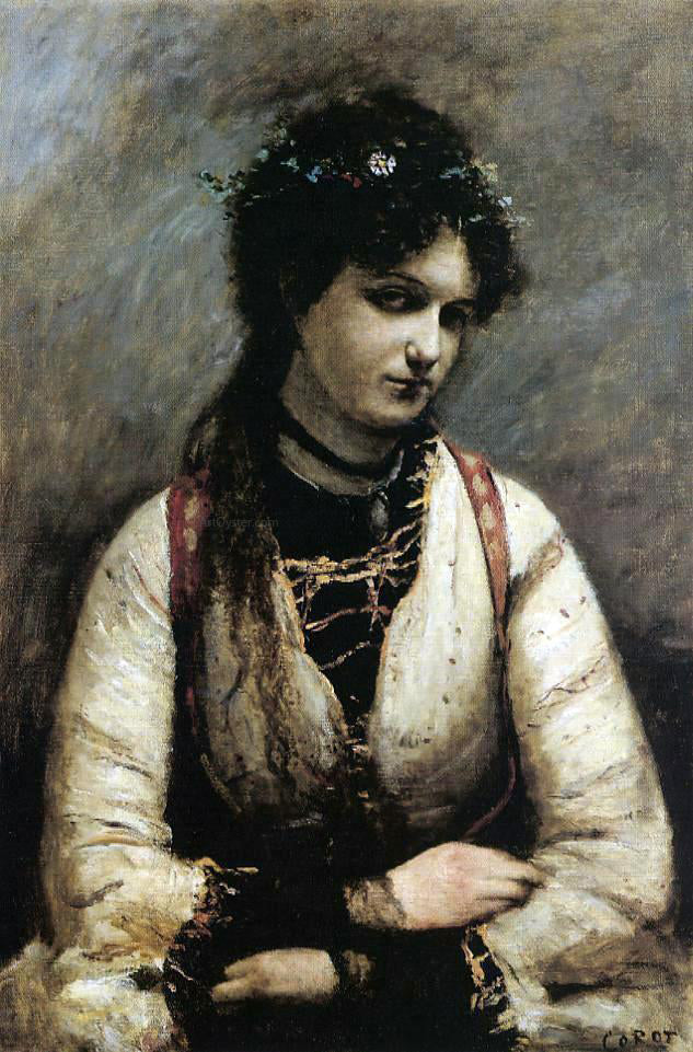  Jean-Baptiste-Camille Corot Mademoiselle de Foudras - Canvas Print