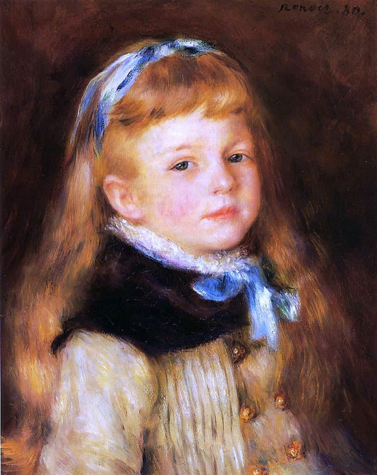  Pierre Auguste Renoir Mademoiselle Grimprel in a Blue Ribbon - Canvas Print