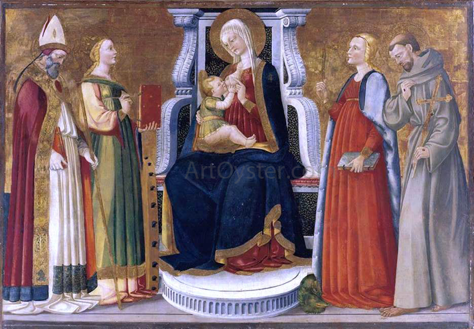  Bicci Di Neri Madonna and Child Enthroned with Saints - Canvas Print