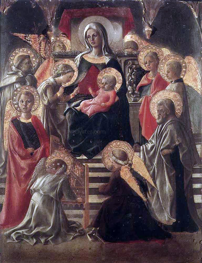  Fra Filippo Lippi Madonna and Child Enthroned with Saints - Canvas Print