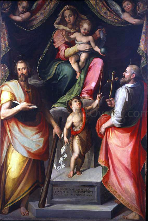  Giovanni Maria Butteri Madonna and Child Enthroned with Saints - Canvas Print