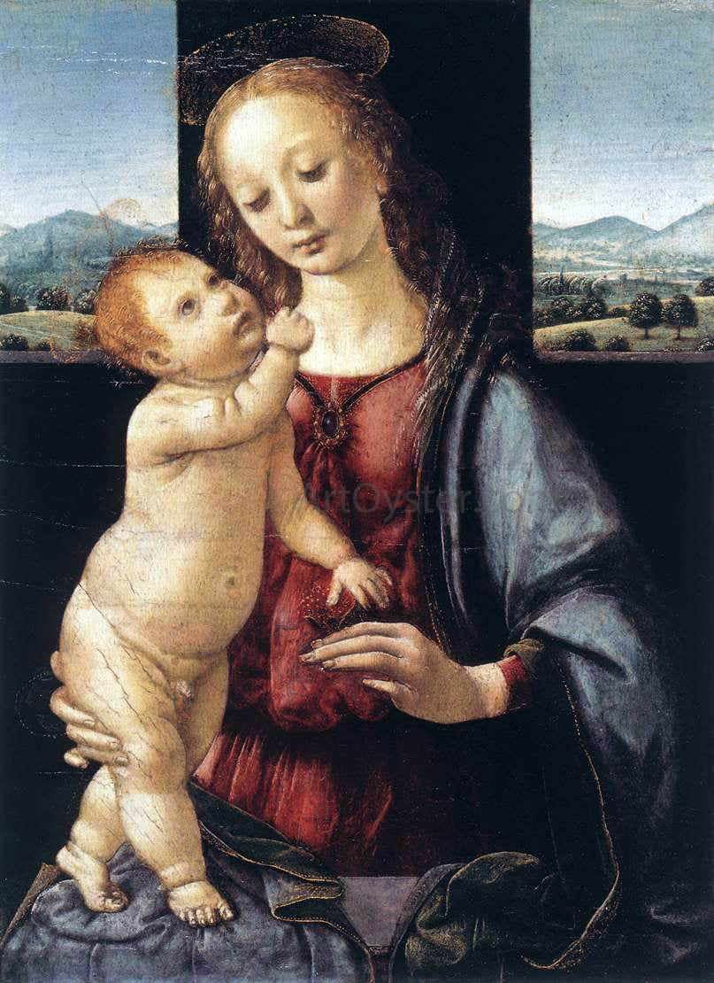  Leonardo Da Vinci Madonna and Child with a Pomegranate - Canvas Print