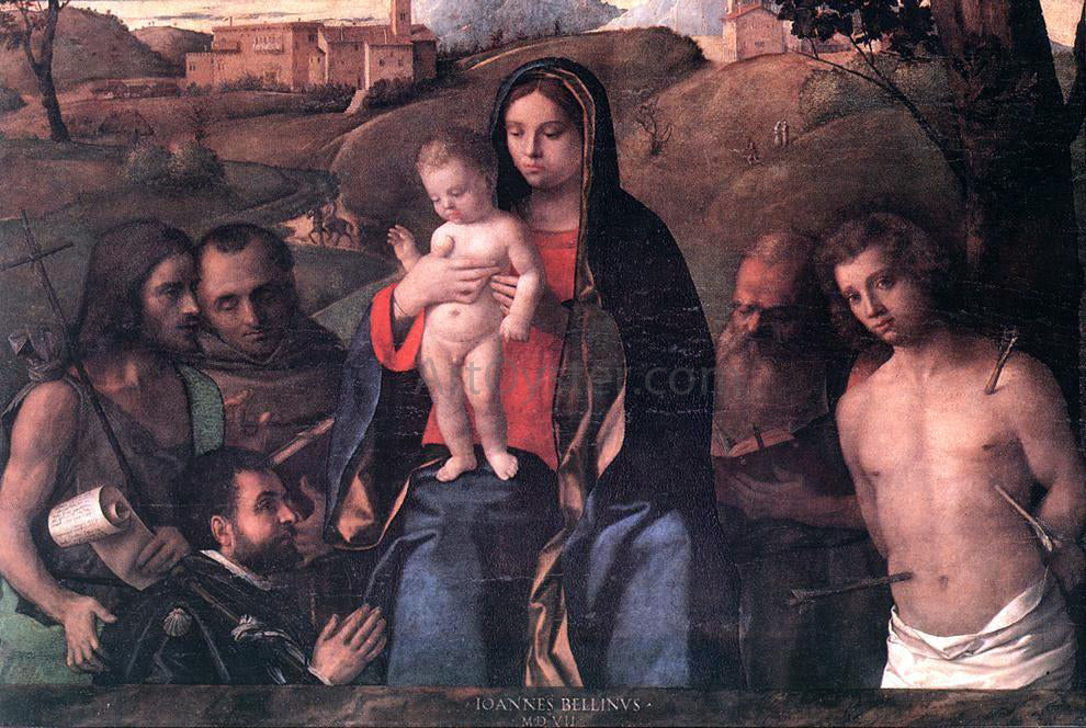  Giovanni Bellini Madonna and Child with Four Saints and Donator - Canvas Print